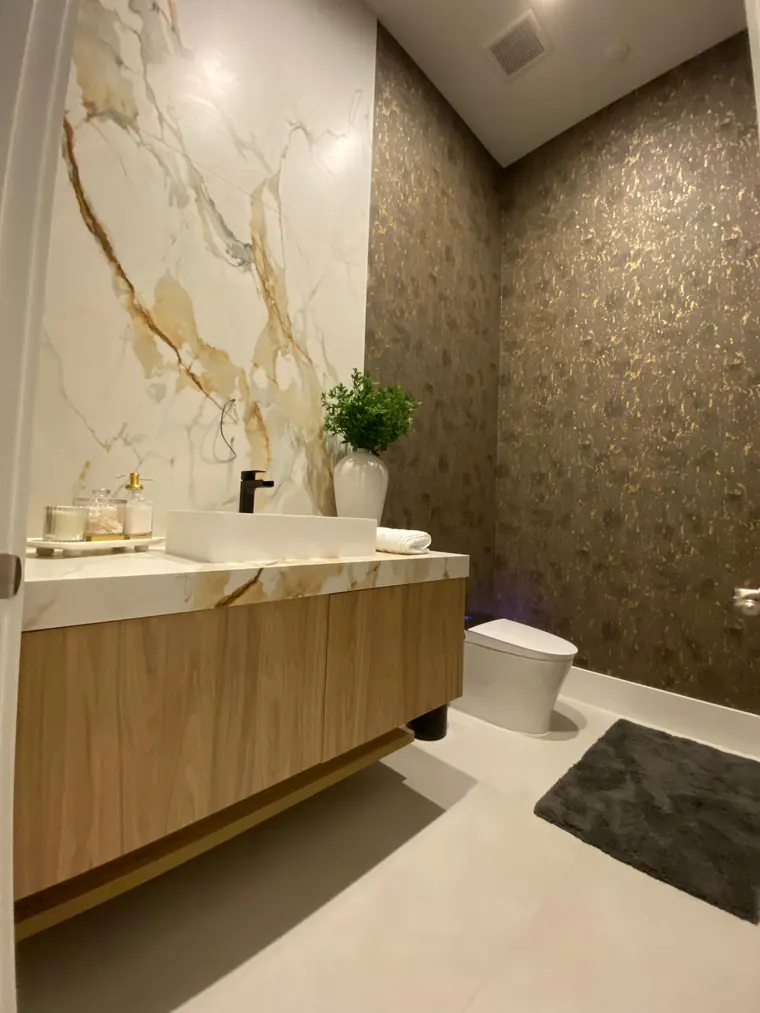 Powder room floating vanity