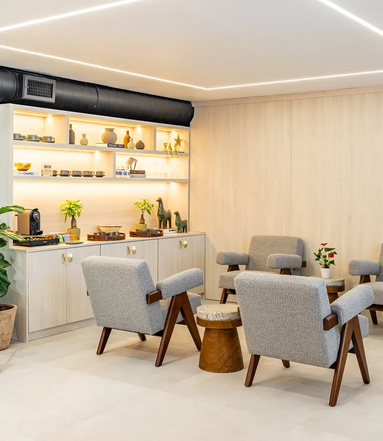 Waiting lounge millwork